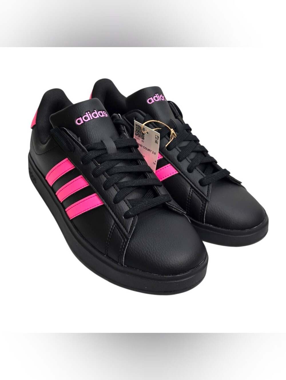 Adidas Grand Court 2.0 Women’s 7.5 Black Pink JS1757 New With Tags - Picture 5 of 12